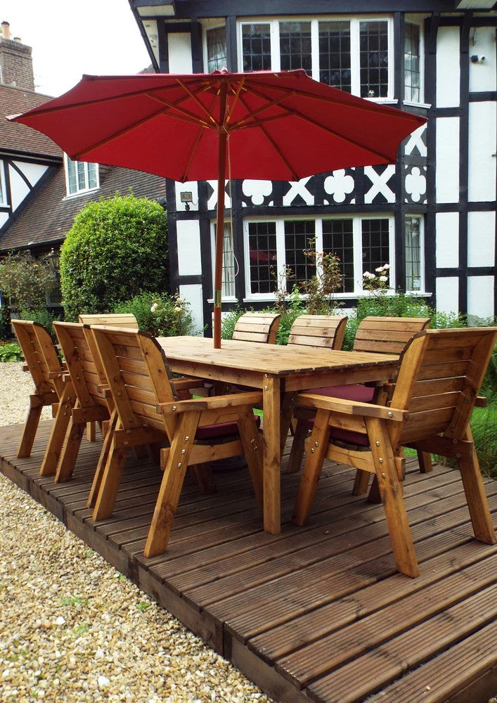 Charles Taylor 8 Seat Rectangular Table Chairs Scandinavian Redwood Garden Furniture - Image 4