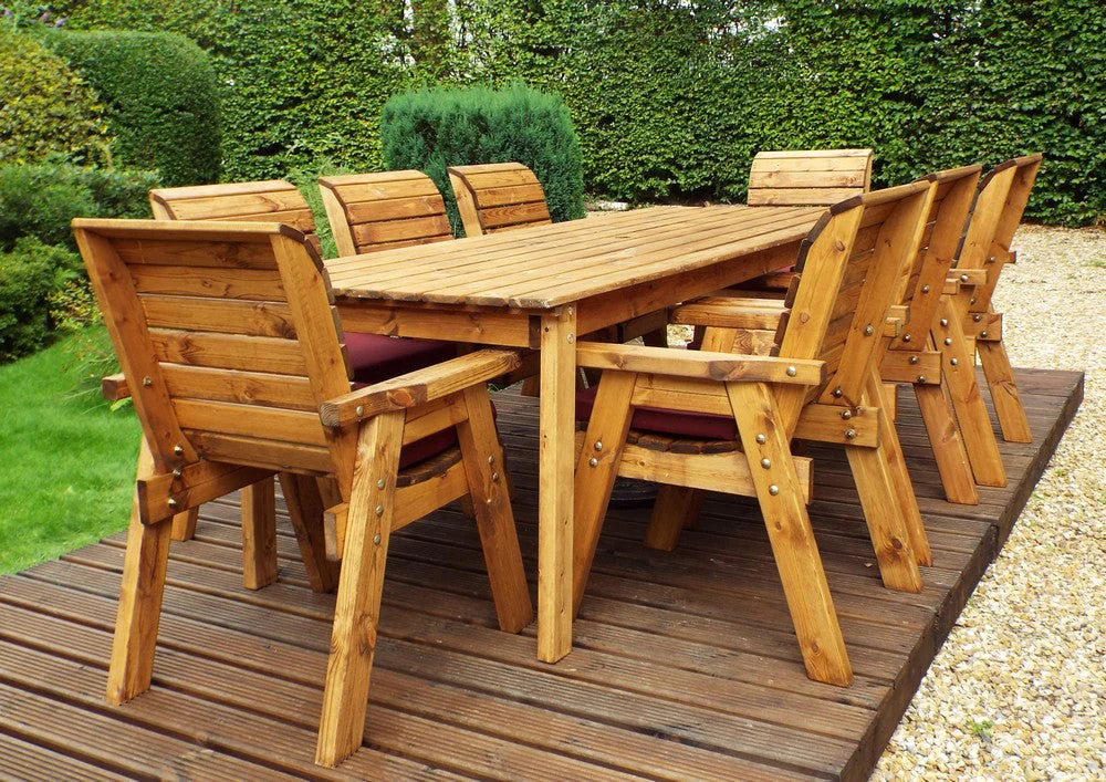 Charles Taylor 8 Seat Rectangular Table Chairs Scandinavian Redwood Garden Furniture - Image 7