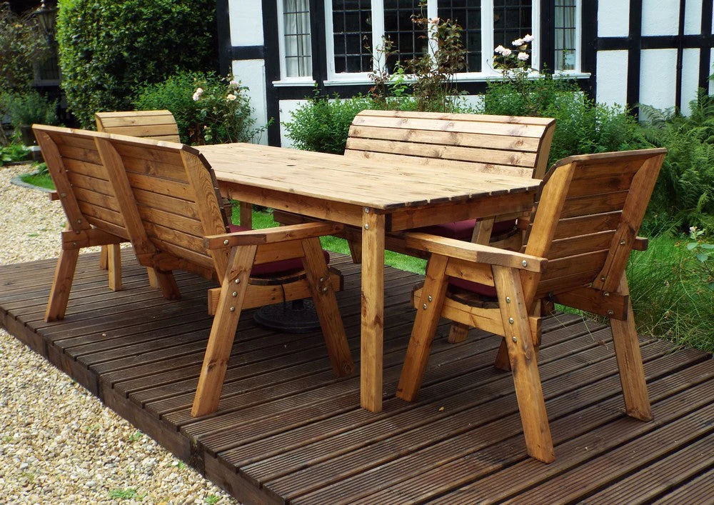 Charles Taylor 8 Seat Rectangular Table Combi Scandinavian Redwood Garden Furniture - Image 11