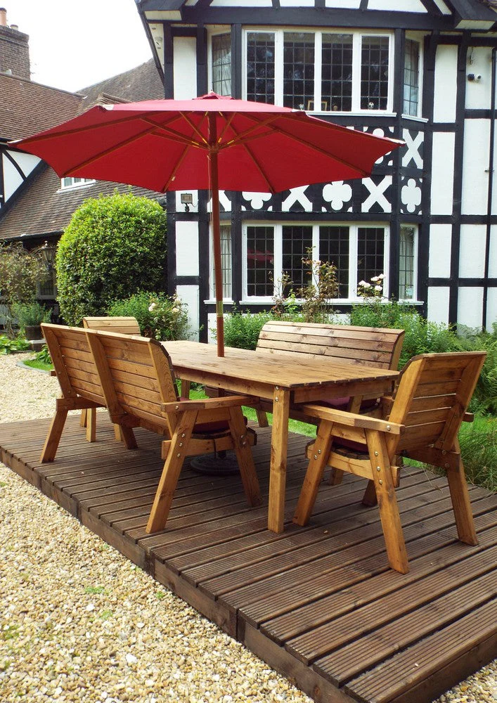 Charles Taylor 8 Seat Rectangular Table Combi Scandinavian Redwood Garden Furniture - Image 13