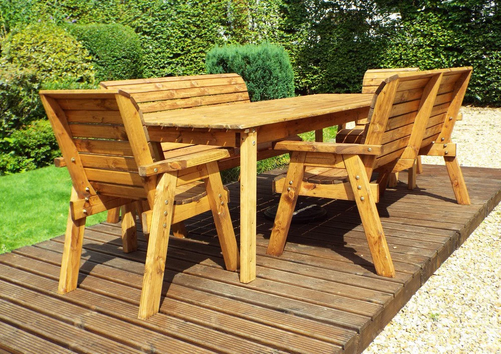 Charles Taylor 8 Seat Rectangular Table Combi Scandinavian Redwood Garden Furniture - Image 2