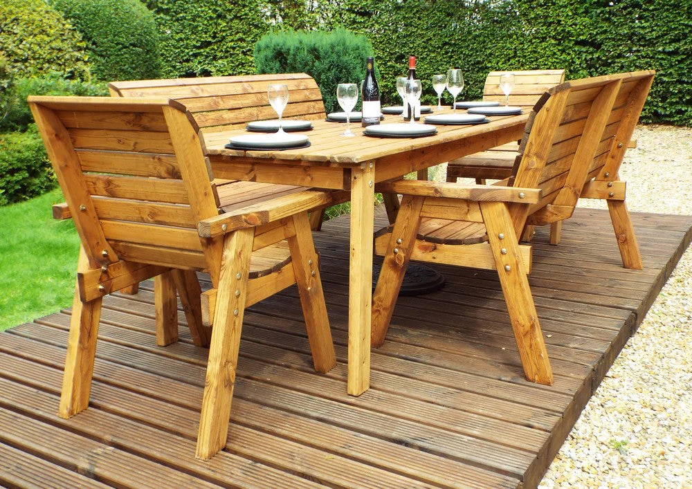 Charles Taylor 8 Seat Rectangular Table Combi Scandinavian Redwood Garden Furniture - Image 3