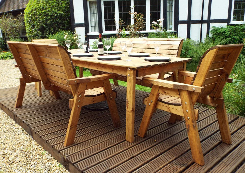 Charles Taylor 8 Seat Rectangular Table Combi Scandinavian Redwood Garden Furniture - Image 4