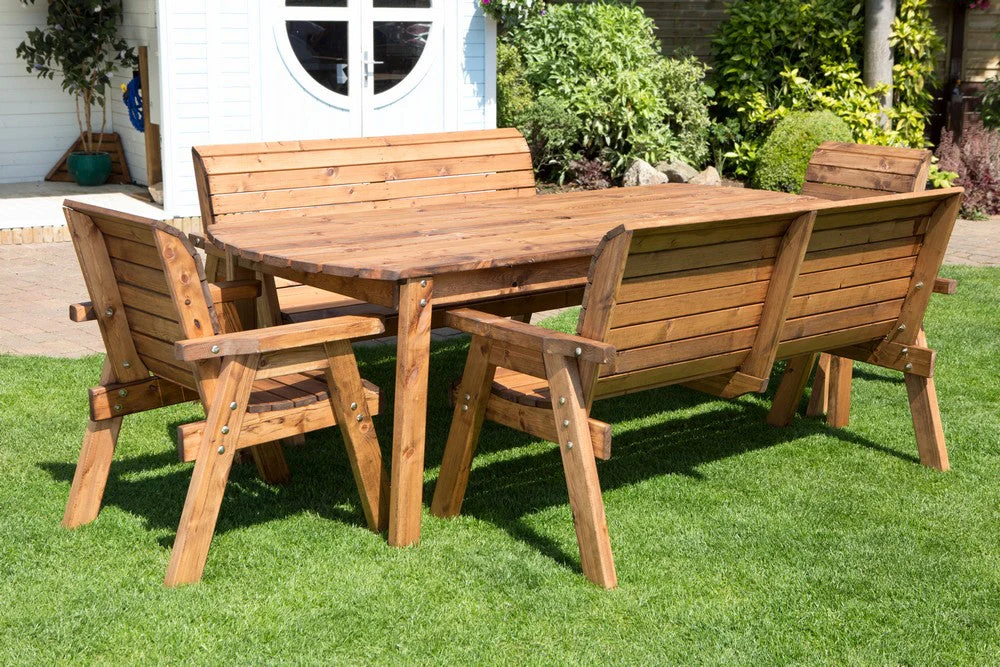 Charles Taylor 8 Seat Rectangular Table Combi Scandinavian Redwood Garden Furniture - Image 5
