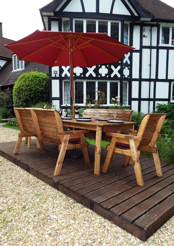 Charles Taylor 8 Seat Rectangular Table Combi Scandinavian Redwood Garden Furniture - Image 6
