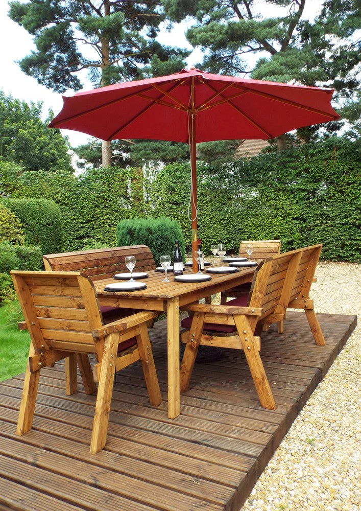Charles Taylor 8 Seat Rectangular Table Combi Scandinavian Redwood Garden Furniture - Image 7