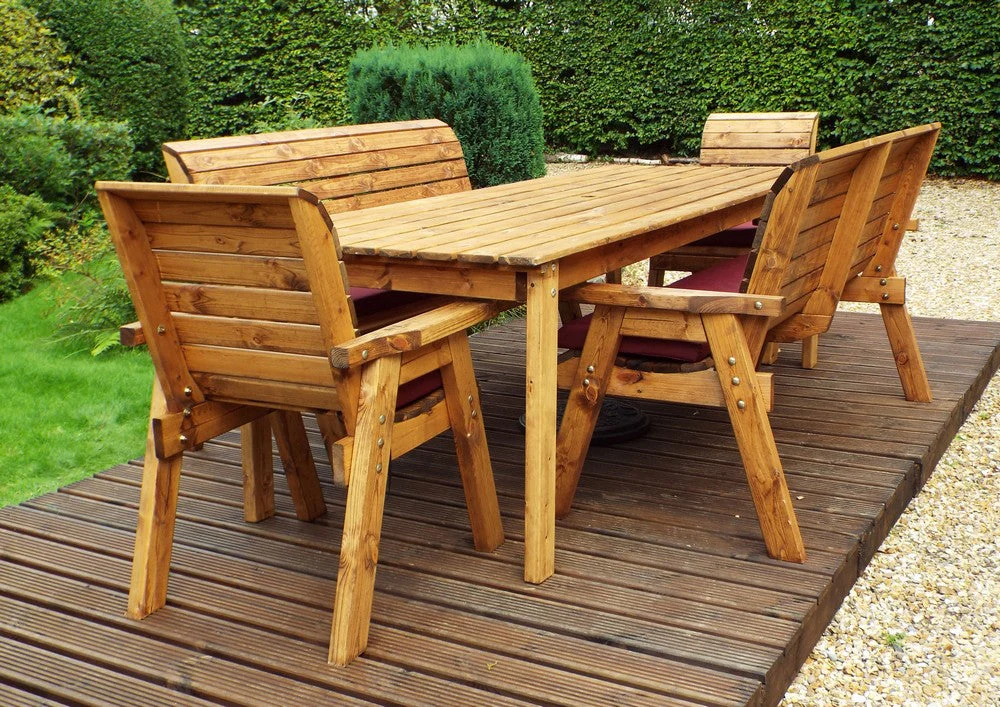 Charles Taylor 8 Seat Rectangular Table Combi Scandinavian Redwood Garden Furniture - Image 8