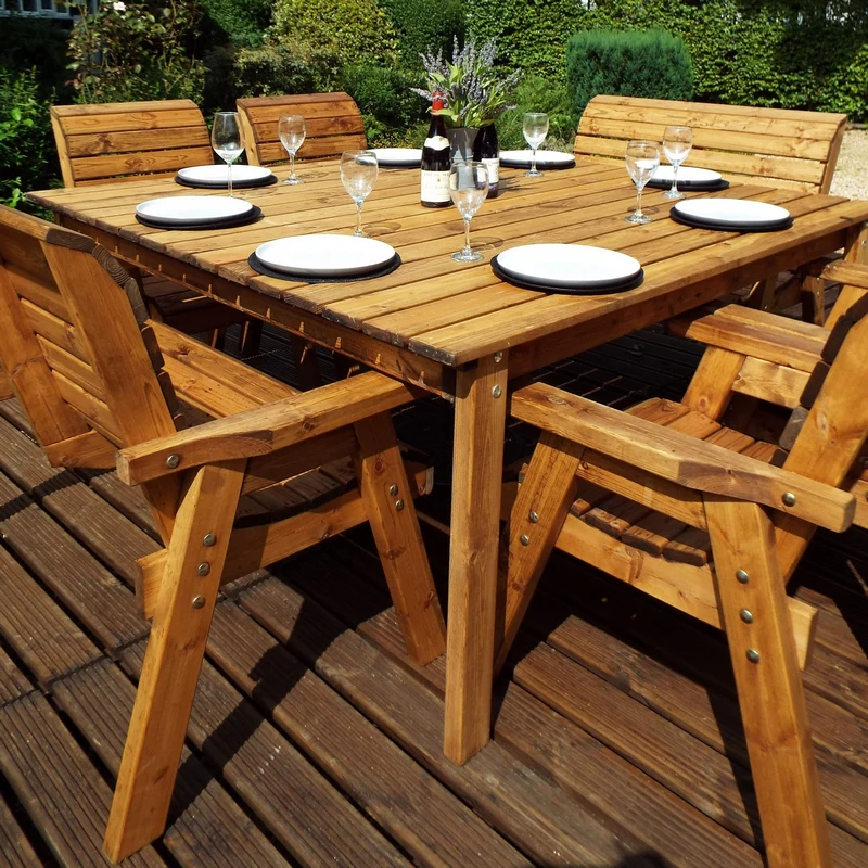 Charles Taylor 8 Seat Square Table Deluxe Scandinavian Redwood Garden Furniture - Image 3
