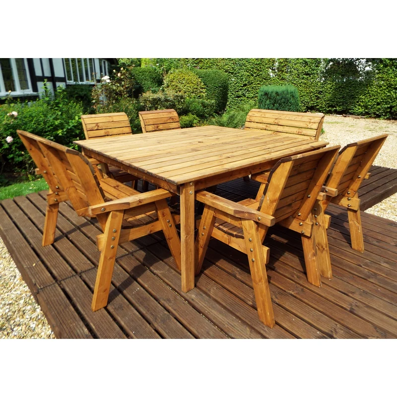 Charles Taylor 8 Seat Square Table Deluxe Scandinavian Redwood Garden Furniture - Image 5