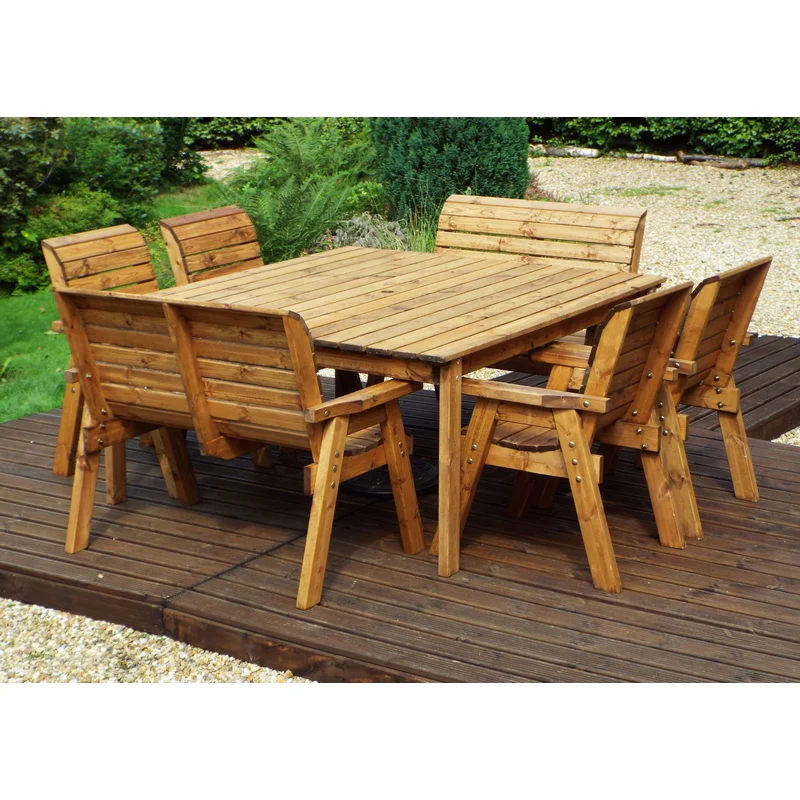 Charles Taylor 8 Seat Square Table Deluxe Scandinavian Redwood Garden Furniture - Image 6