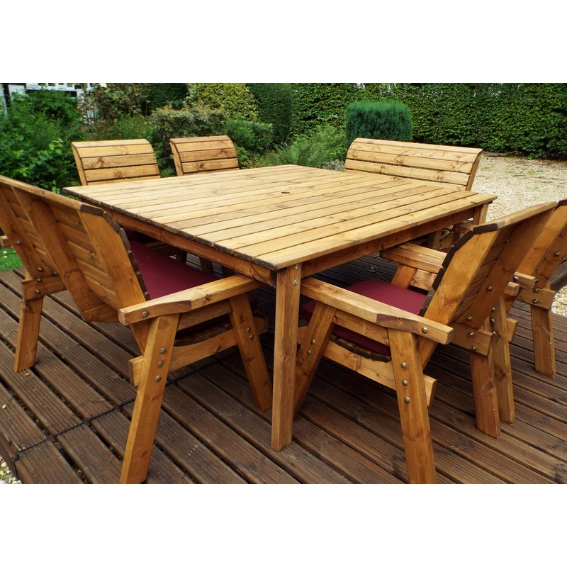Charles Taylor 8 Seat Square Table Deluxe Scandinavian Redwood Garden Furniture - Image 7