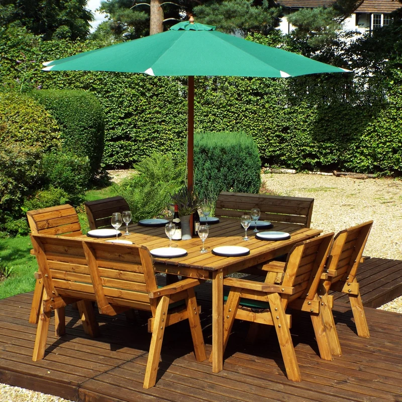 Charles Taylor 8 Seat Square Table Deluxe Scandinavian Redwood Garden Furniture - Image 9