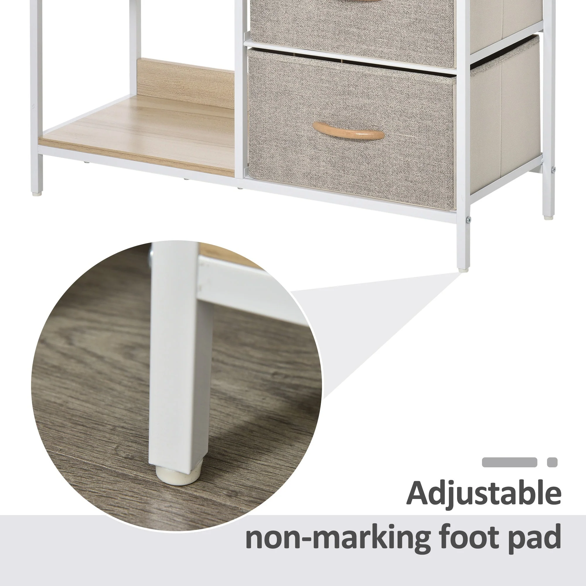 Chest of Drawers Storage Dresser Cabinet Organizer with 3 Fabric Drawers and 2 Display Shelves for Living Room - Image 6