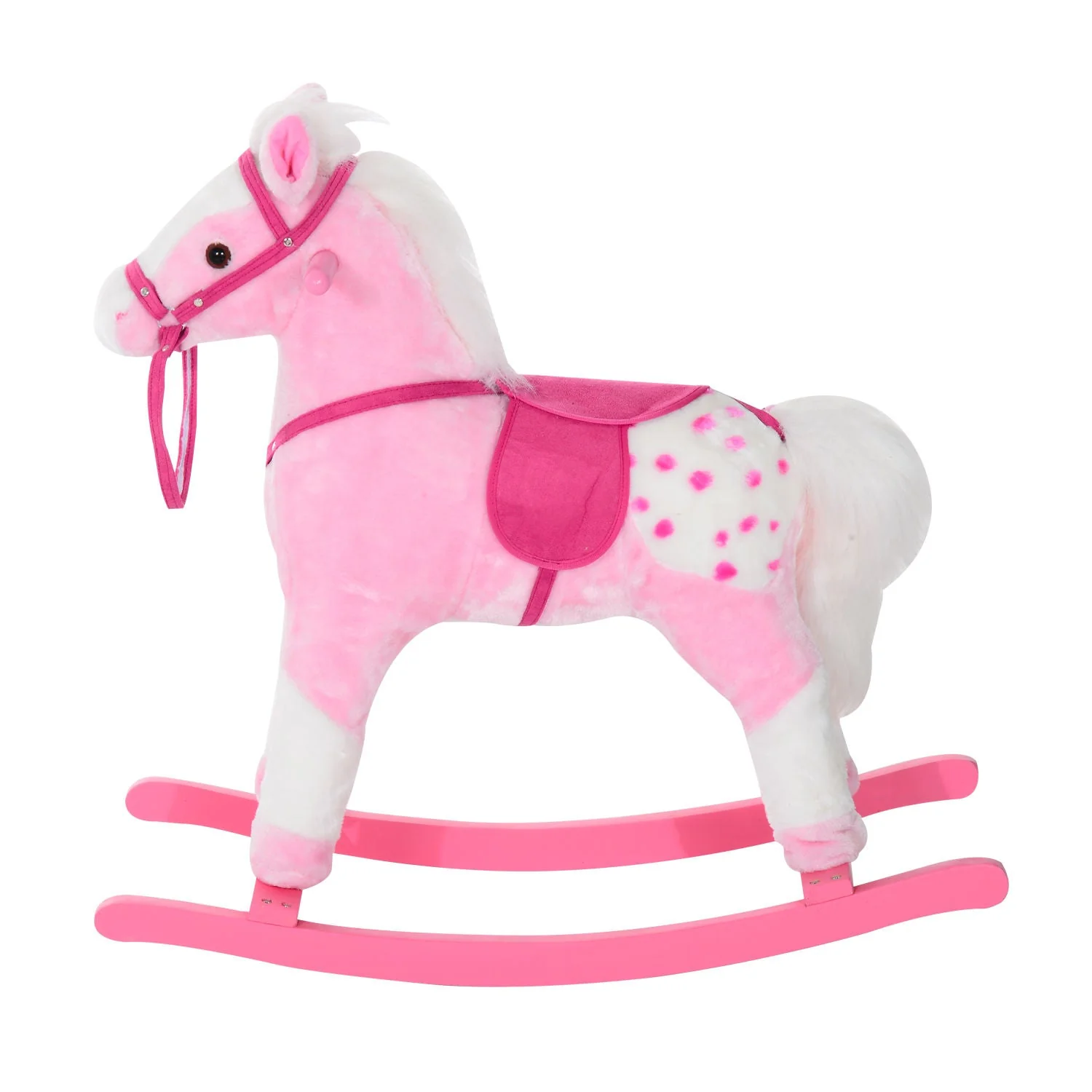Children Child Kids Plush Rocking Horse with Sound Handle Grip Traditional Toy Fun Gift Pink - Image 9