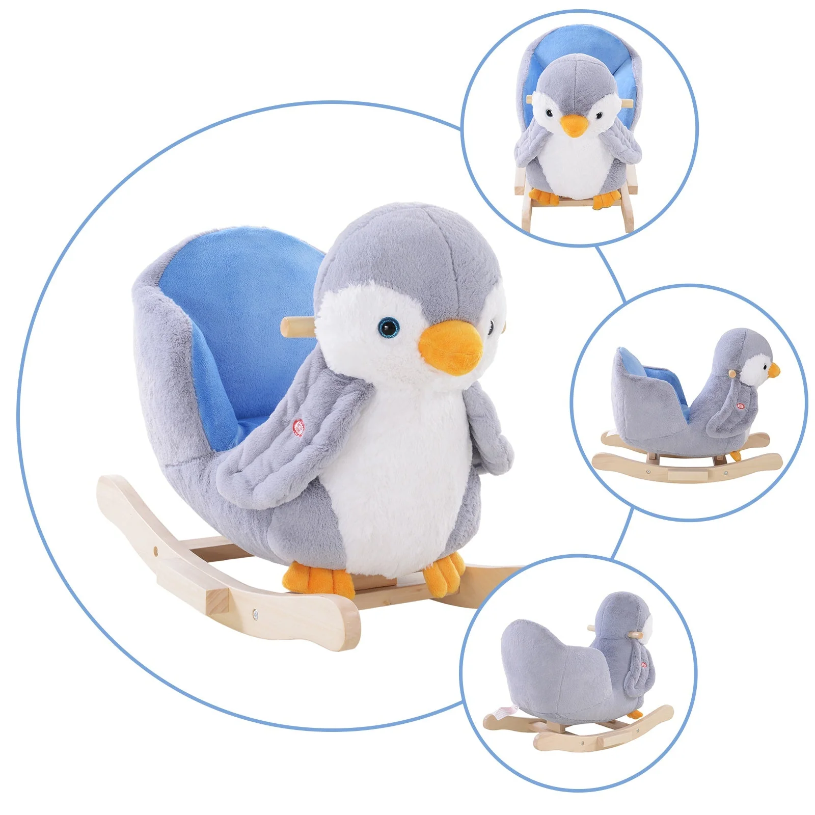 Children Kids Animal Rocking Horse Penguin Plush Musical Button 32 Songs Kid Rocker - Image 7