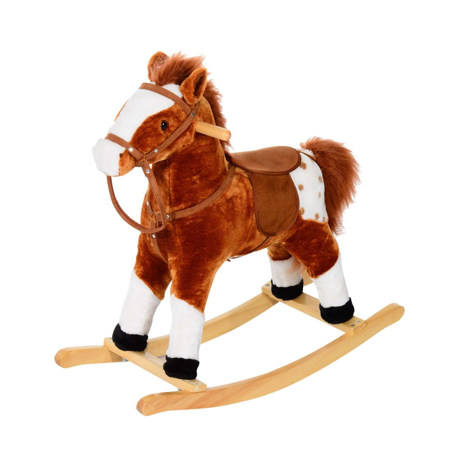 Children Plush Rocking Horse with Sound-Brown - Image 2