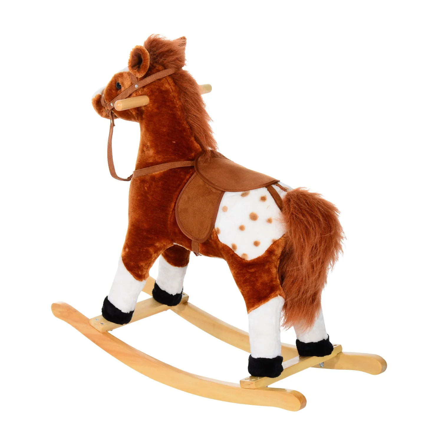 Children Plush Rocking Horse with Sound-Brown - Image 8