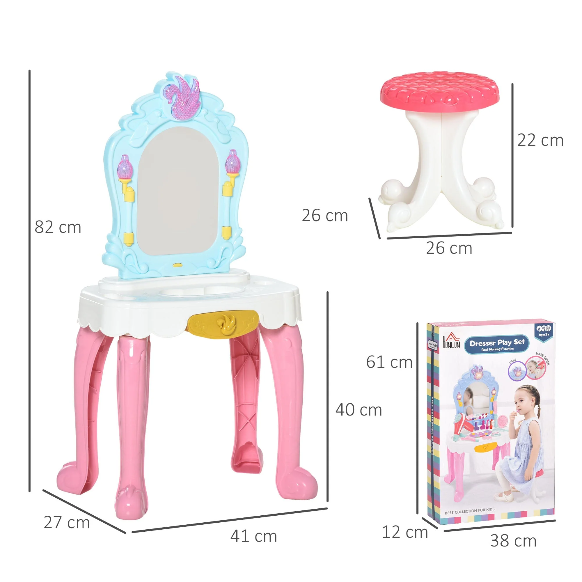 Children's 20 Pcs Beauty Dressing Table & Stool - Image 3