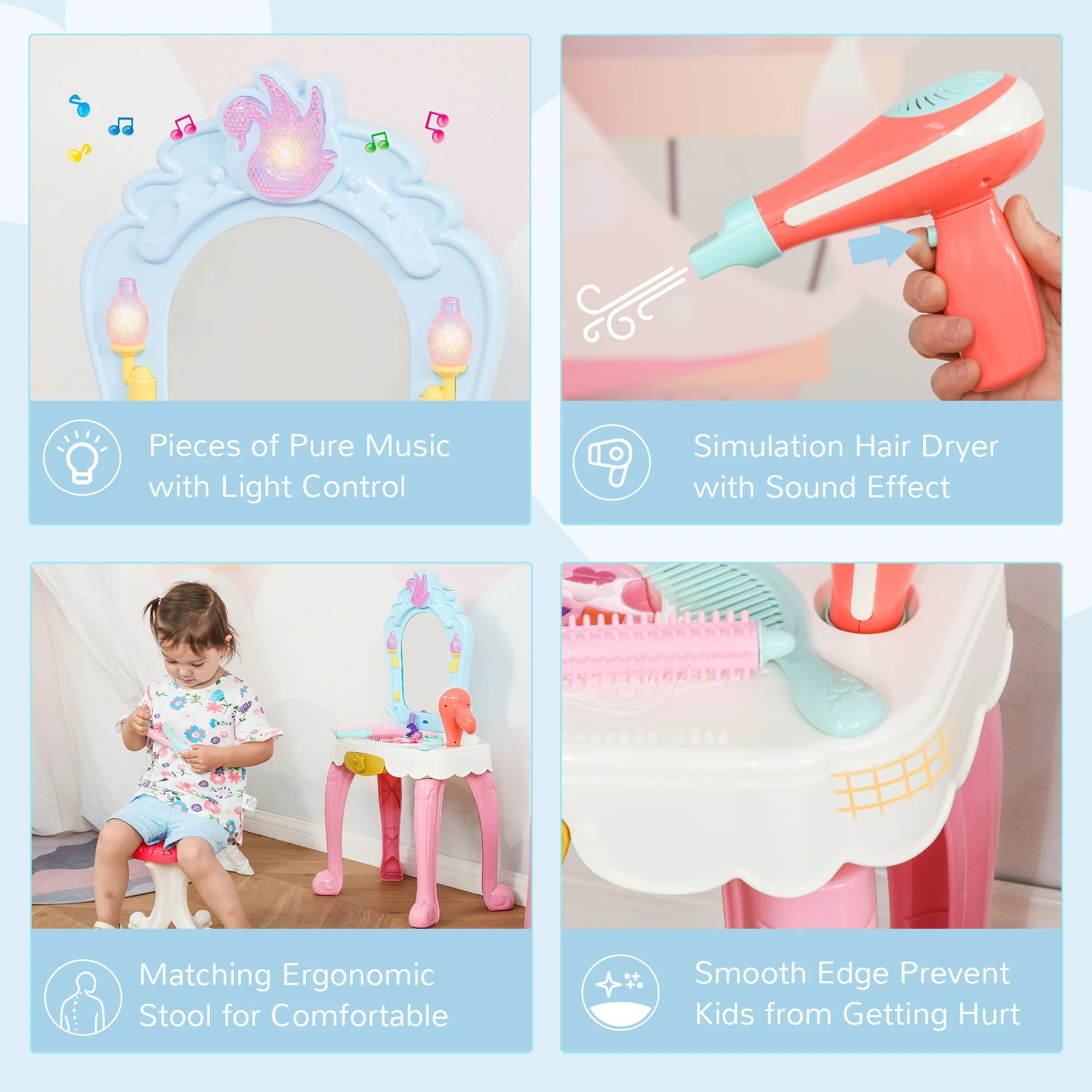 Children's 20 Pcs Beauty Dressing Table & Stool - Image 6