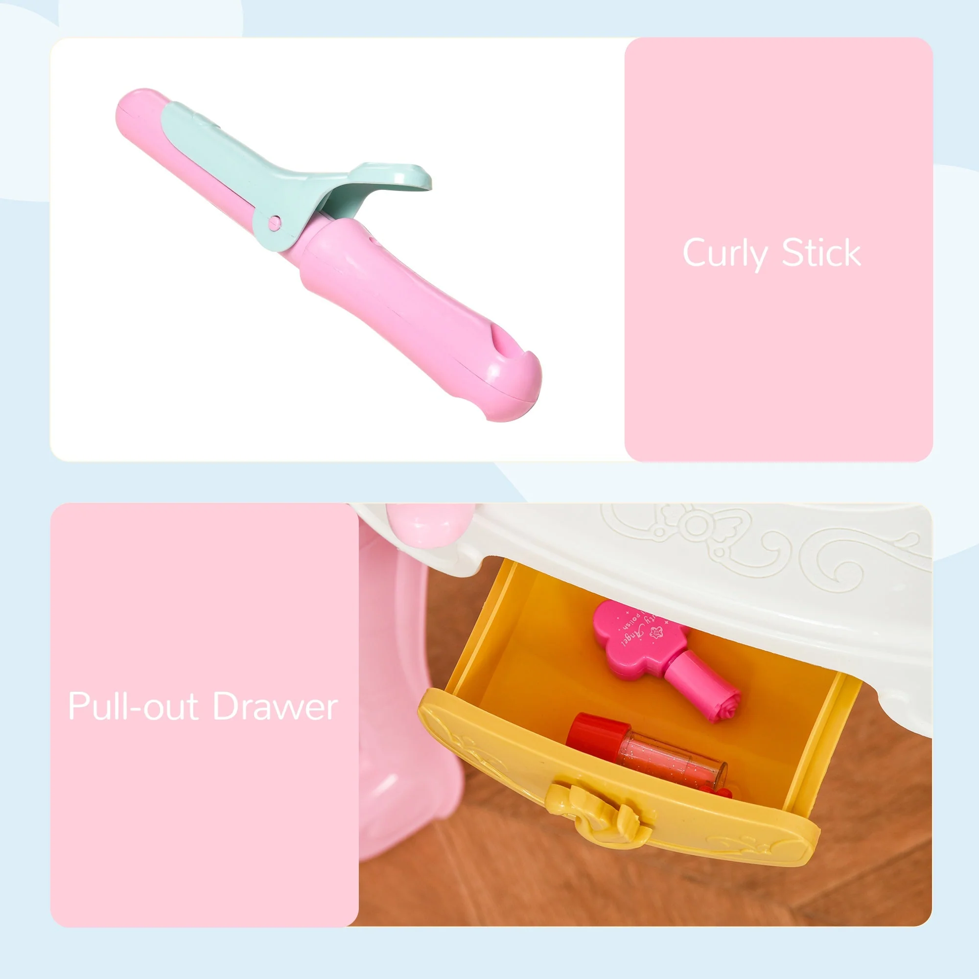 Children's 20 Pcs Beauty Dressing Table & Stool - Image 7