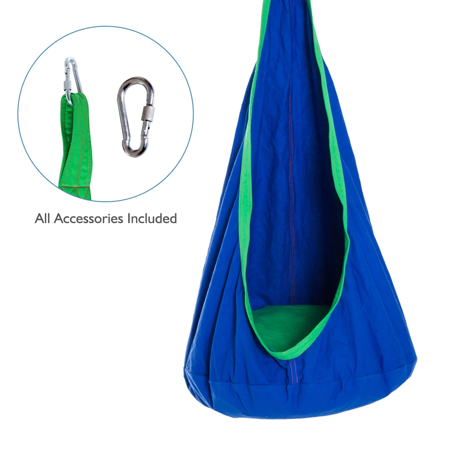 Children's Canvas Hanging Swing Chair Pod Chair Blue - Image 3