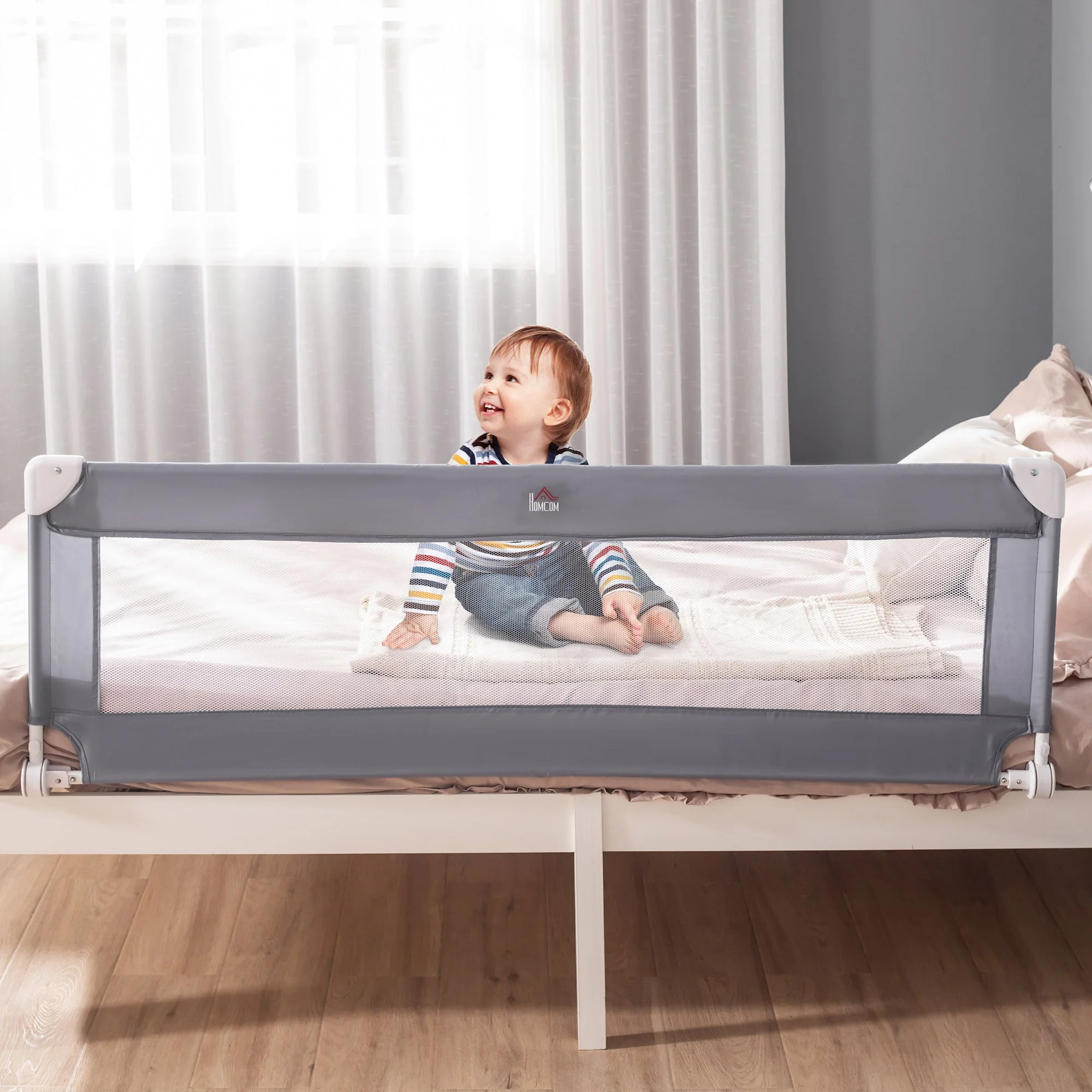 Children's Protective Bed-Side Guard - Grey - Image 2