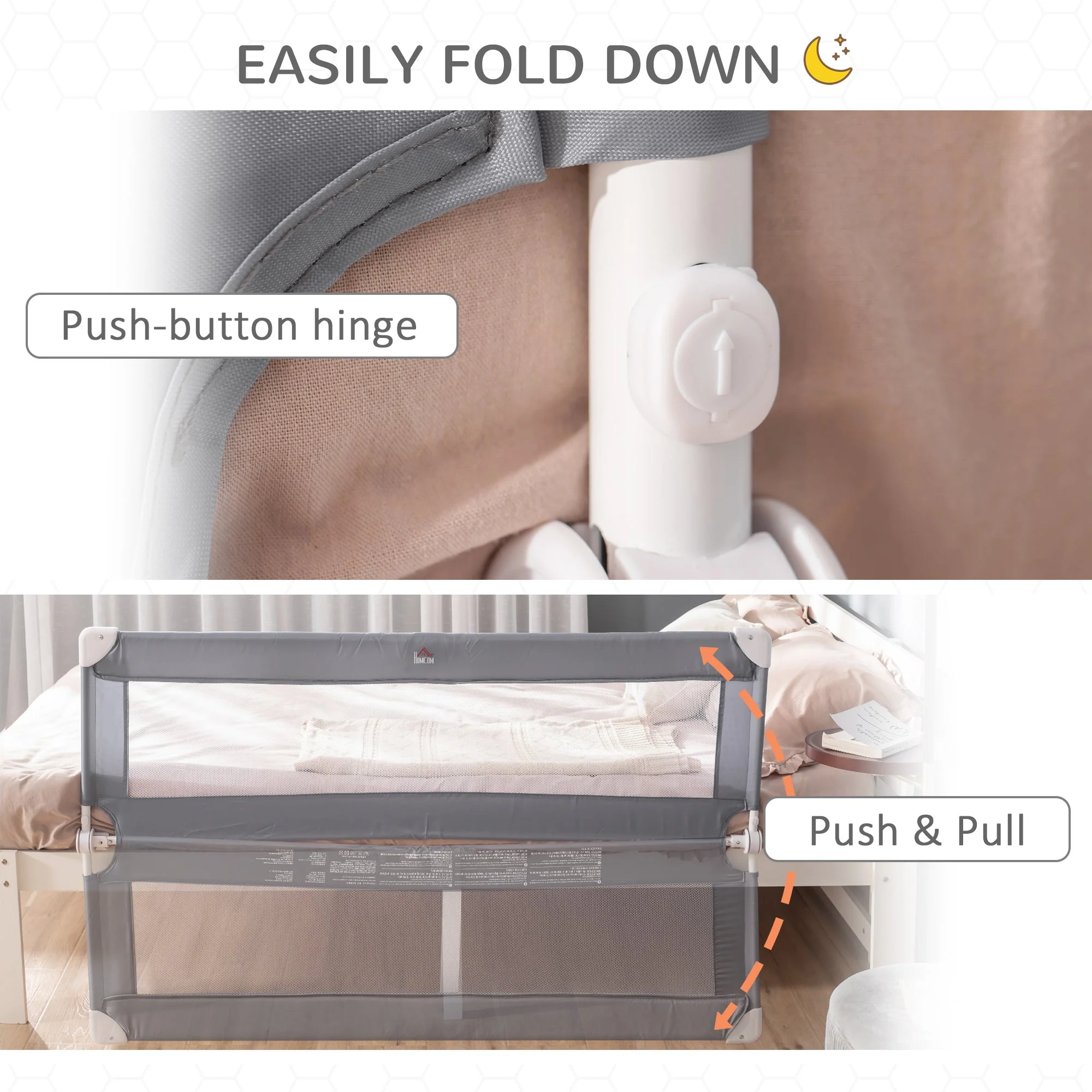 Children's Protective Bed-Side Guard - Grey - Image 4
