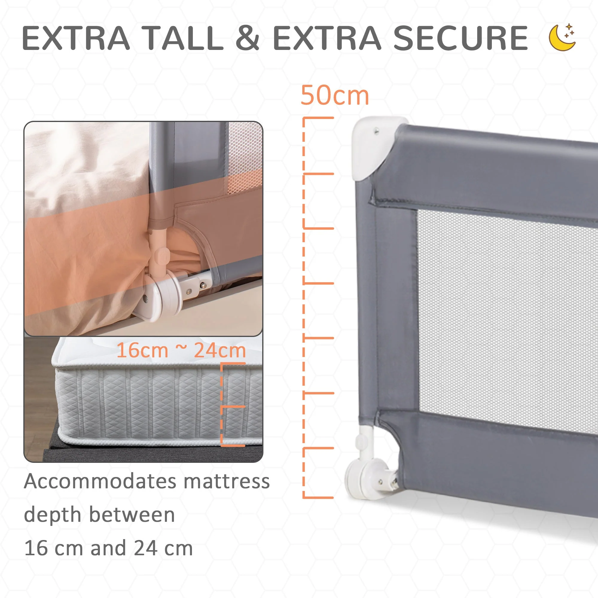 Children's Protective Bed-Side Guard - Grey - Image 5