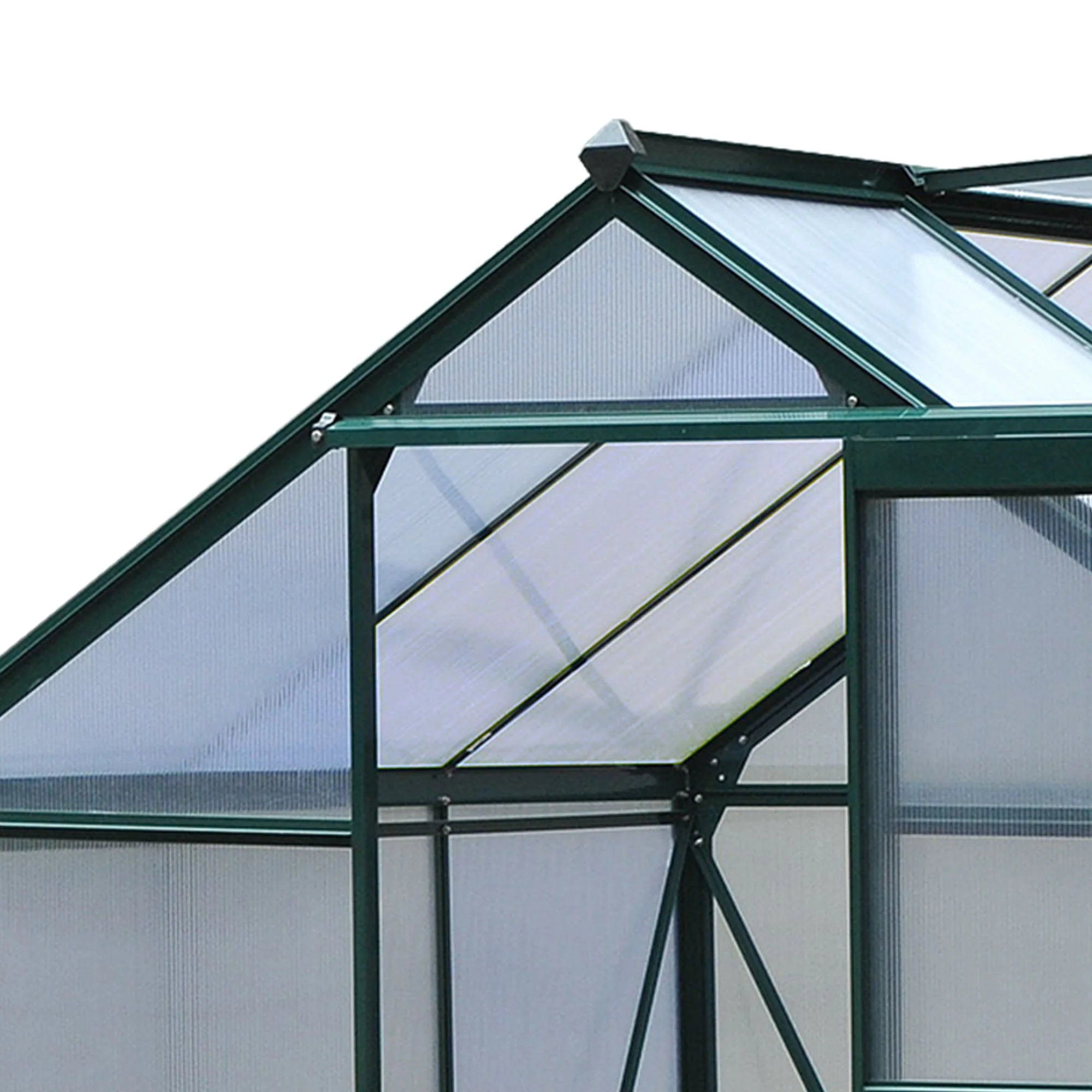 Clear Polycarbonate Greenhouse Large Walk-In Green House Garden Plants Grow Galvanized Base Aluminium Frame w/ Slide Door 6 x 6ft - Image 8