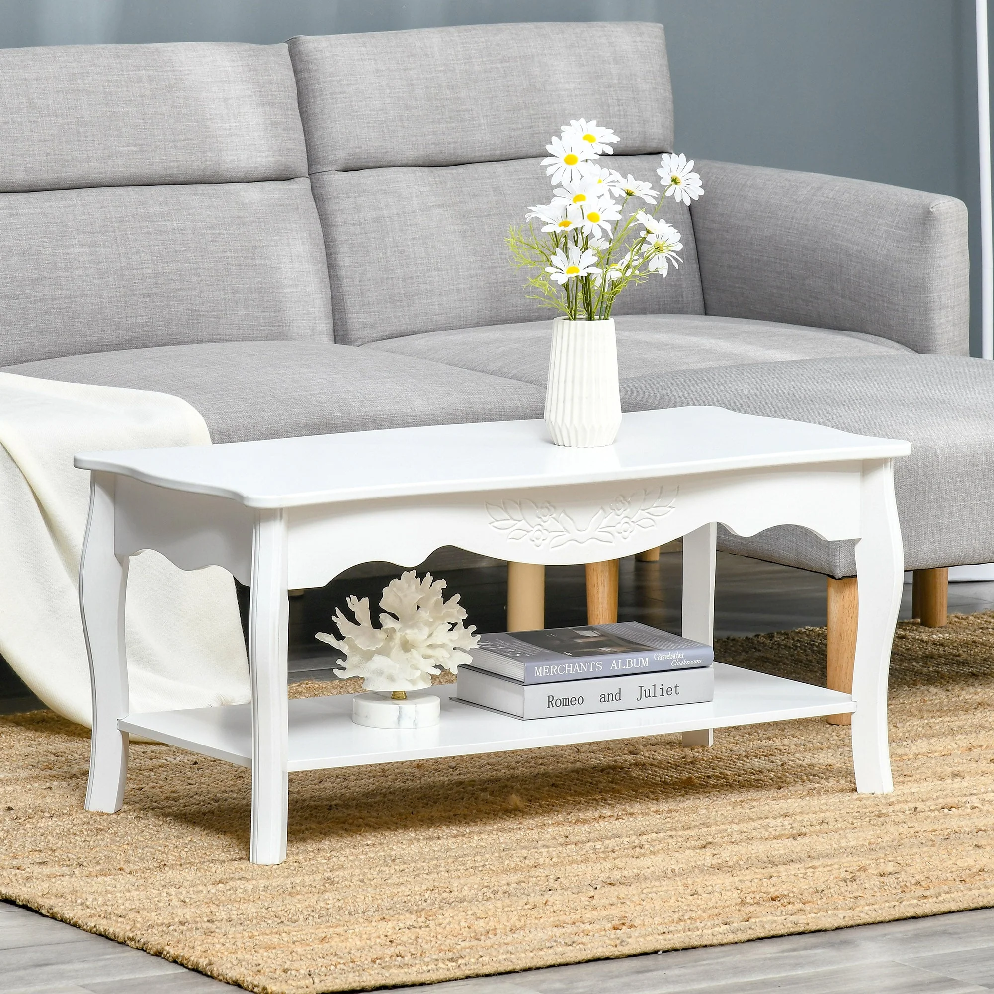 Coffee Tea Table Modern Living Room Wooden Furniture 2 Layer Design w/Storage Shelf - Image 2