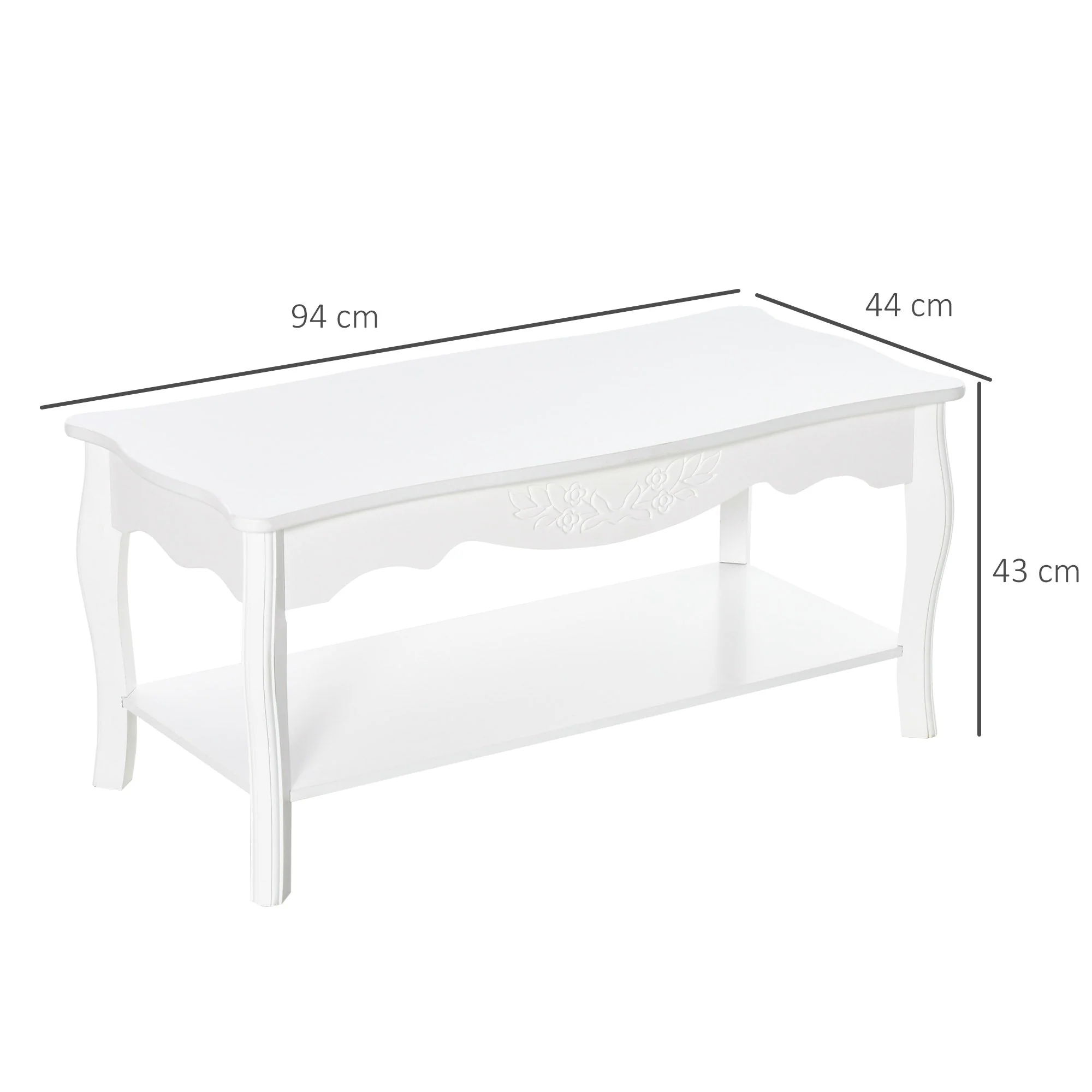 Coffee Tea Table Modern Living Room Wooden Furniture 2 Layer Design w/Storage Shelf - Image 3