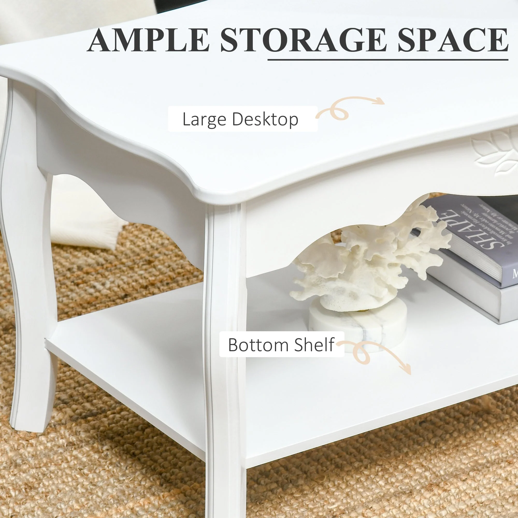 Coffee Tea Table Modern Living Room Wooden Furniture 2 Layer Design w/Storage Shelf - Image 4