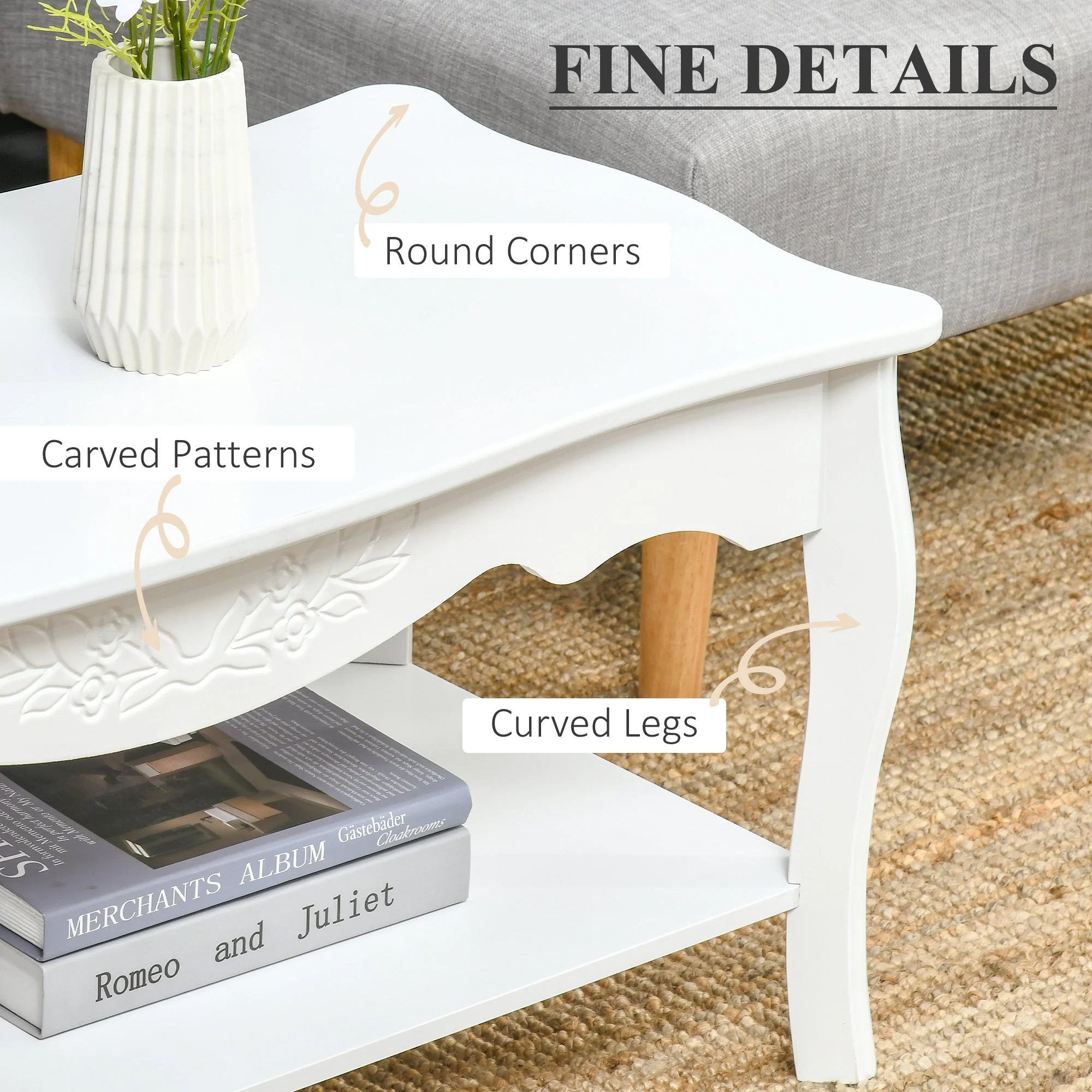 Coffee Tea Table Modern Living Room Wooden Furniture 2 Layer Design w/Storage Shelf - Image 6