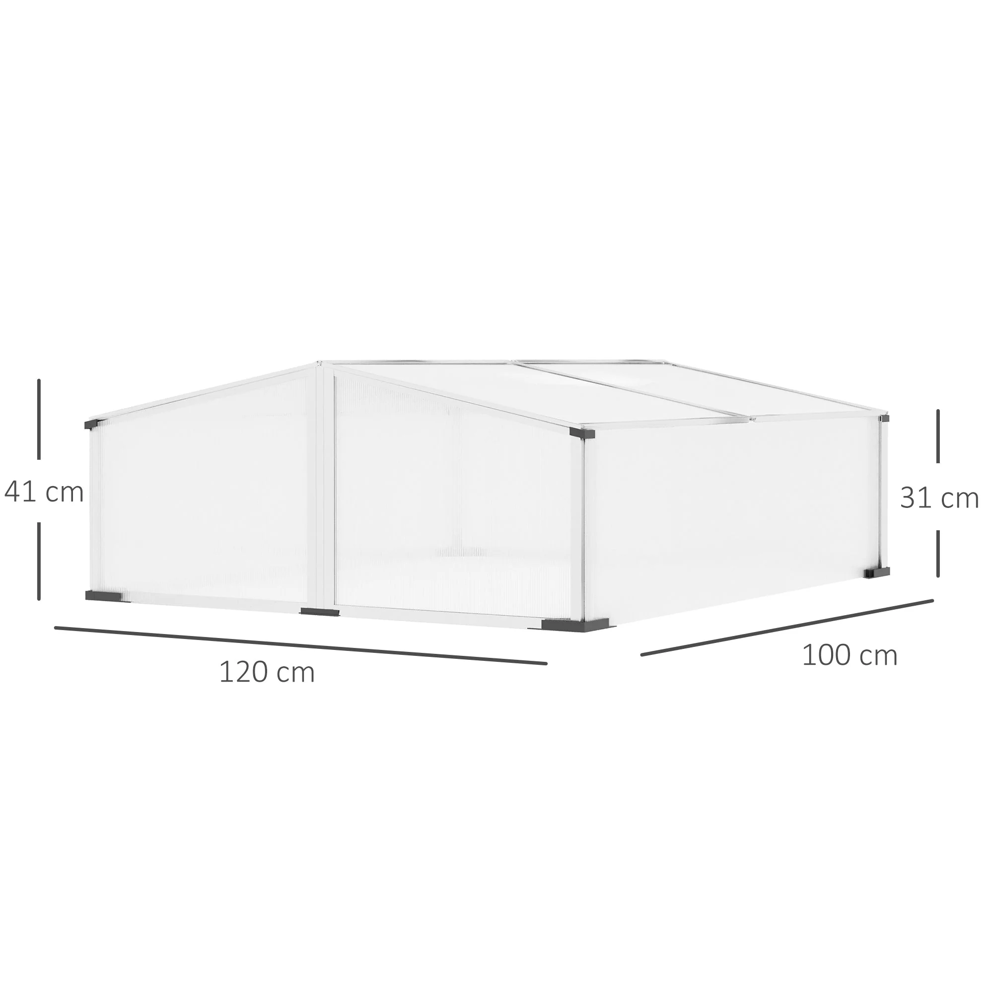 Cold Frame Greenhouse Polycarbonate Grow House w/ Independent Tops - Image 3