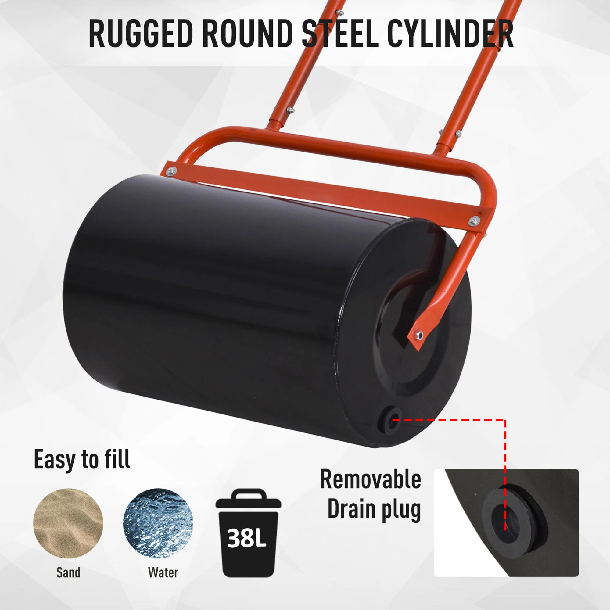 Combination Push/Tow Lawn Roller Filled with 38L Sand 62kg or Water - Image 4