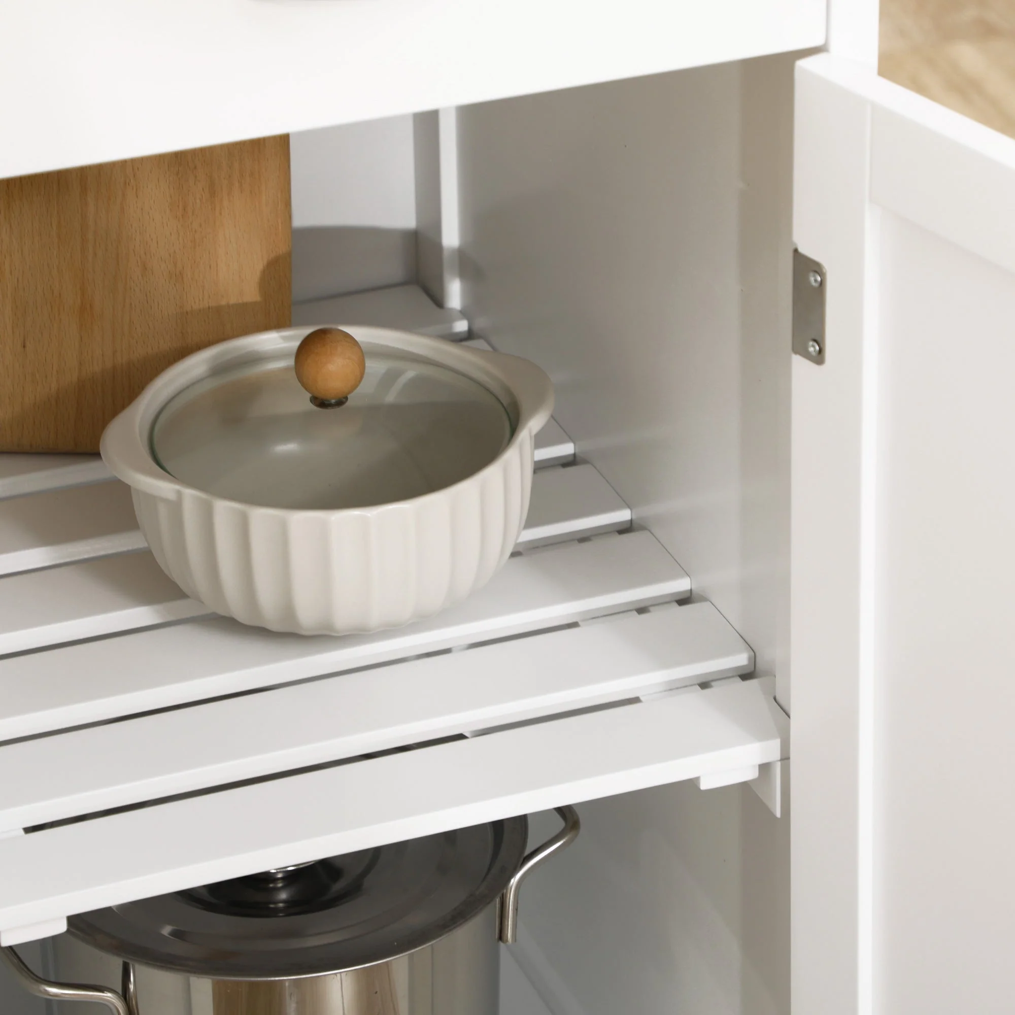 Compact Kitchen Trolley Utility Cart on Wheels with Wine Rack - Image 7