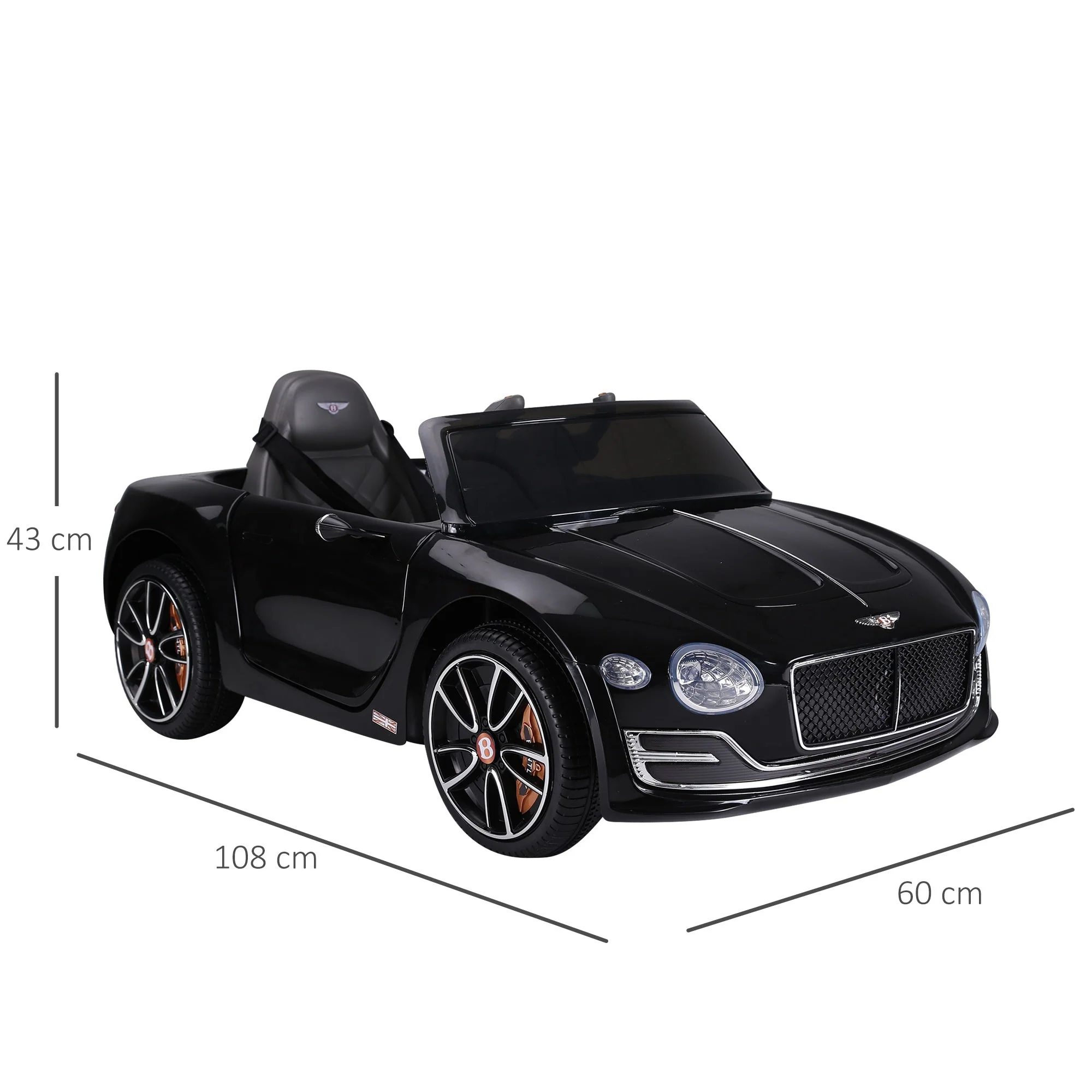 Compatible Electric Kids Ride On Car Bentley GT 12V Battery Powered Toy Two Motors with LED Light Music Parental Remote Control for 3 - 8 Years Black Bentley - Image 3