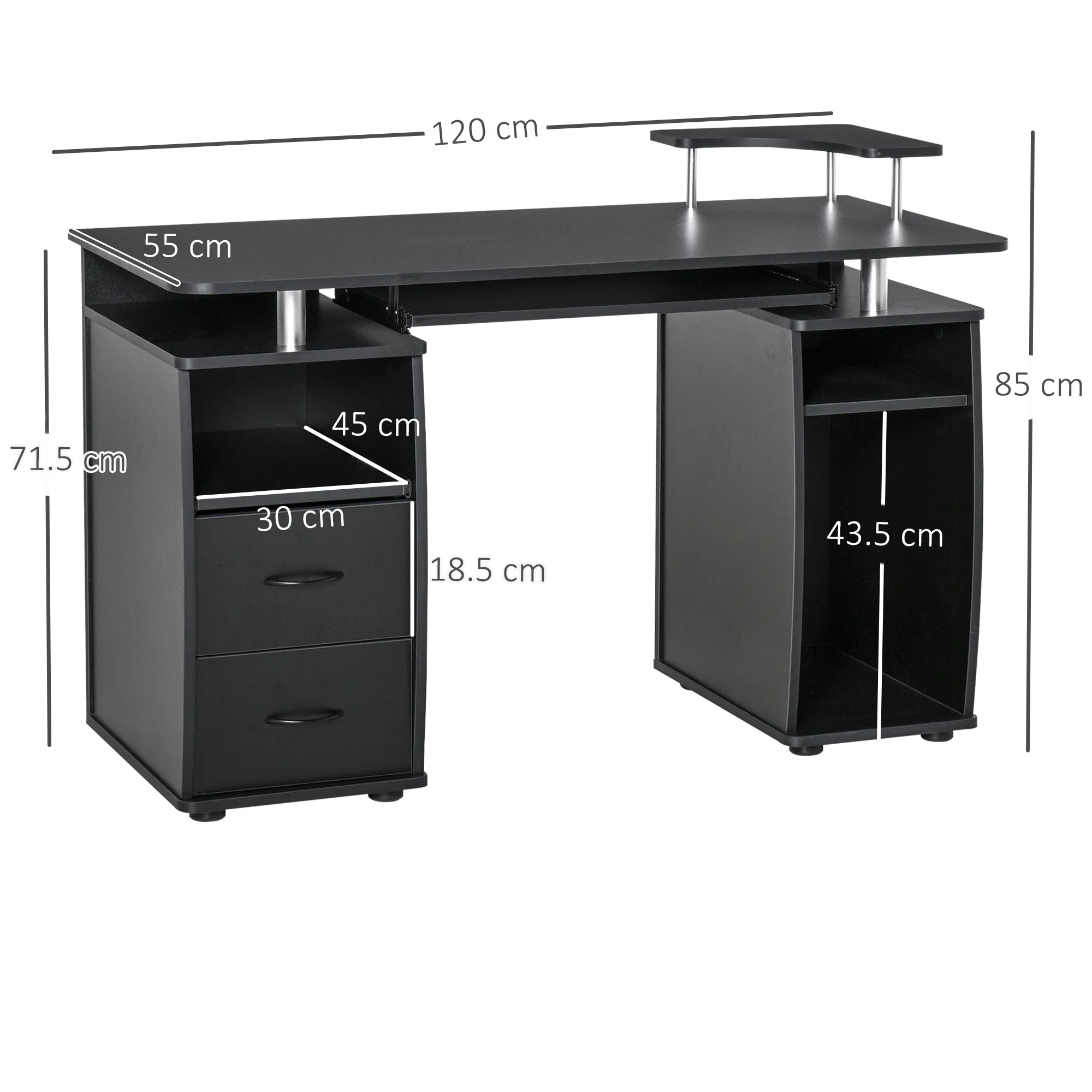 Computer Desk Office PC Table Workstation with Keyboard Tray - Image 2