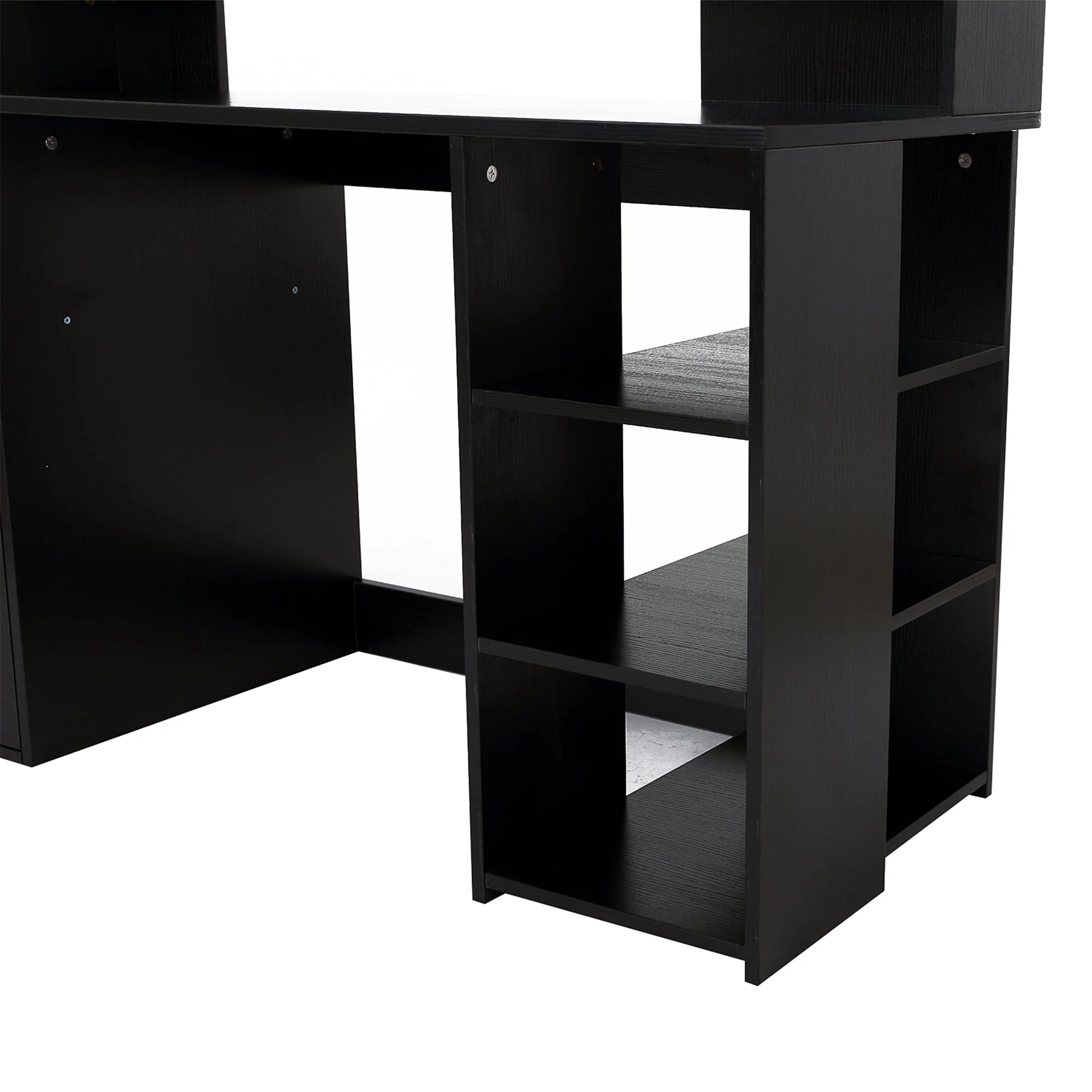 Computer Desk Study Table Modern Home Office Writing Workstation Furniture Printer Shelf Rack w/ Storage Drawer & Shelves Black - Image 9