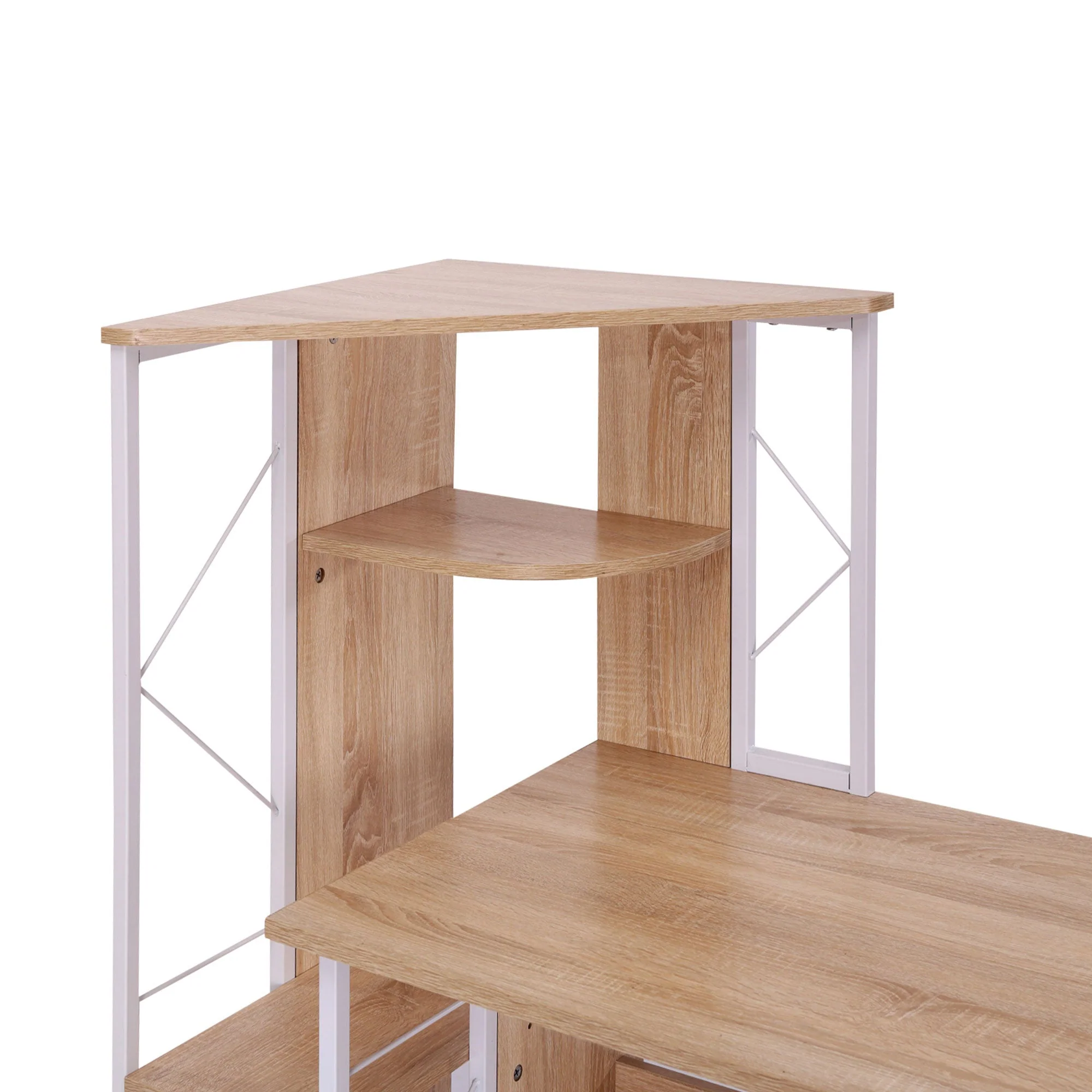 Computer Desk with Drawers and Bookshelf - Image 7