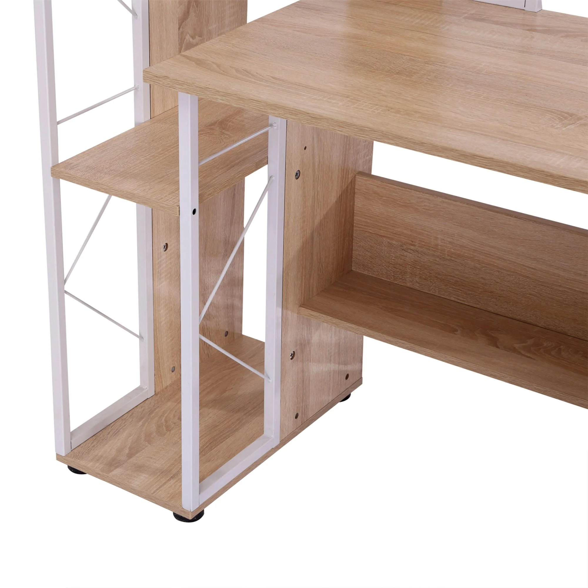 Computer Desk with Drawers and Bookshelf - Image 8