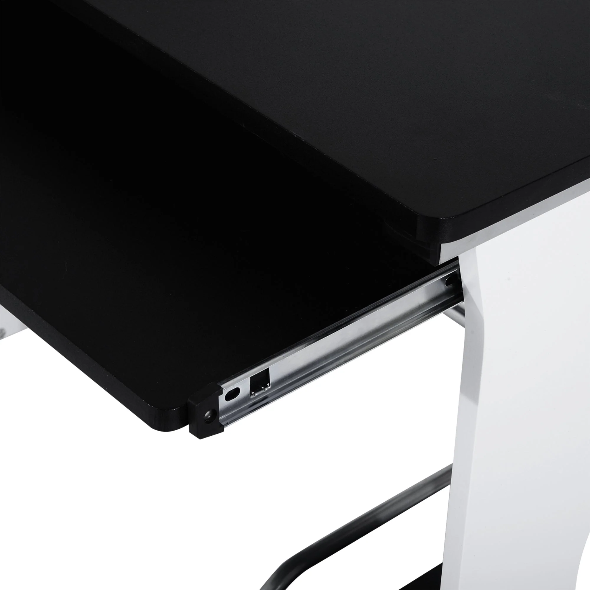 Computer Desk with Sliding Keyboard Tray Storage Drawers and Host Box Shelf Home Office Workstation Black - Image 8