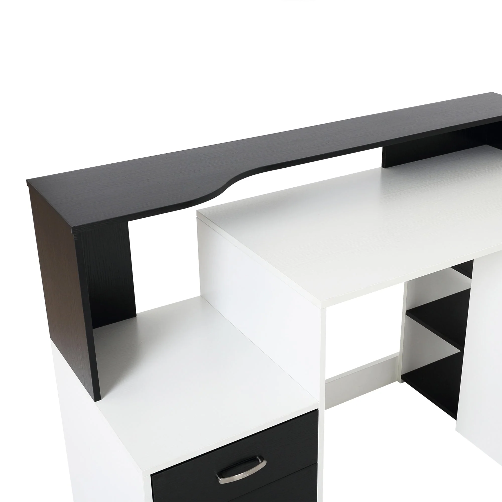 Computer Writing Desk Study Table Modern Home Office Workstation with Printer Rack - Image 7
