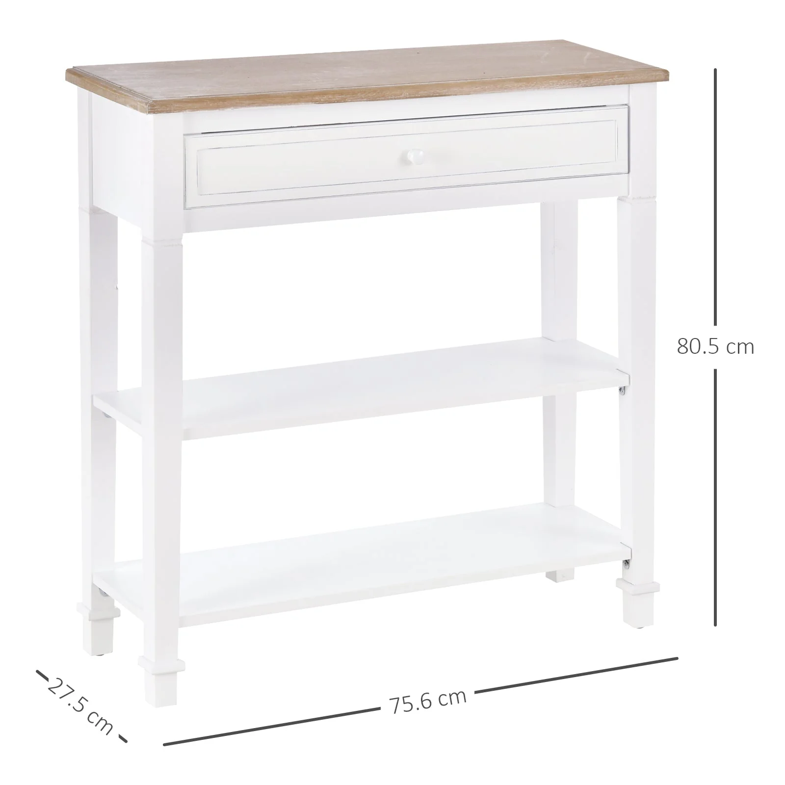Console Table Hallway Side Desk 1 Drawer 2 Shelves Worktop Handle Retro Elegant Style Home Display Storage for Bedroom Livingroom - Image 3