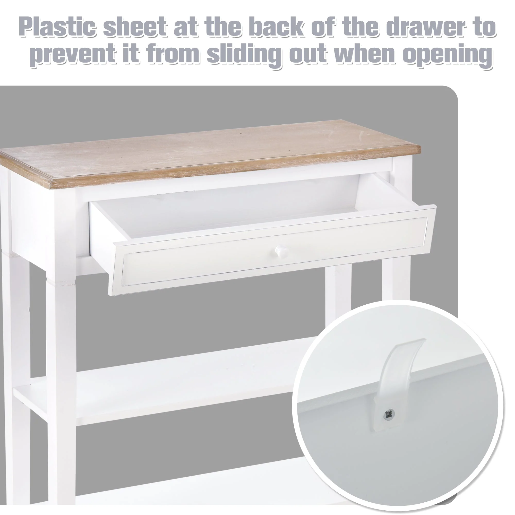 Console Table Hallway Side Desk 1 Drawer 2 Shelves Worktop Handle Retro Elegant Style Home Display Storage for Bedroom Livingroom - Image 6