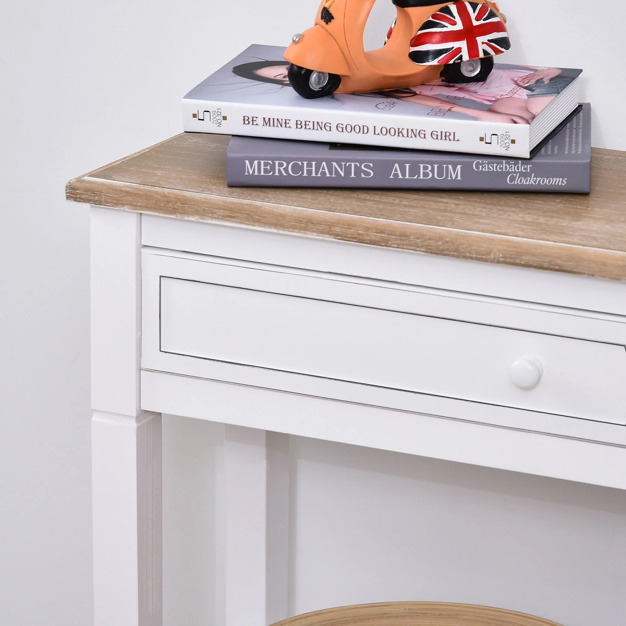 Console Table Hallway Side Desk 1 Drawer 2 Shelves Worktop Handle Retro Elegant Style Home Display Storage for Bedroom Livingroom - Image 8
