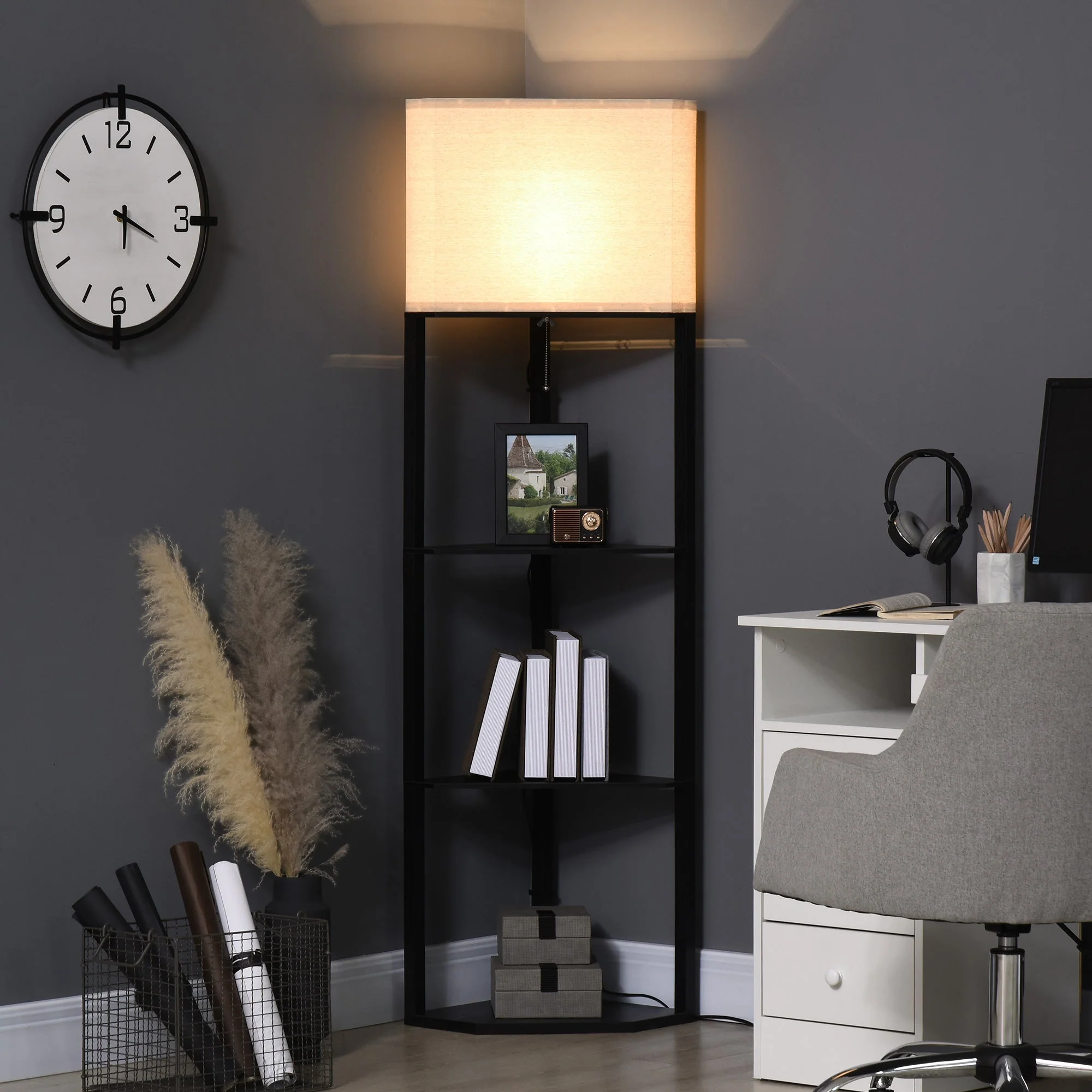 Corner Floor Lamp with Shelves - Image 2
