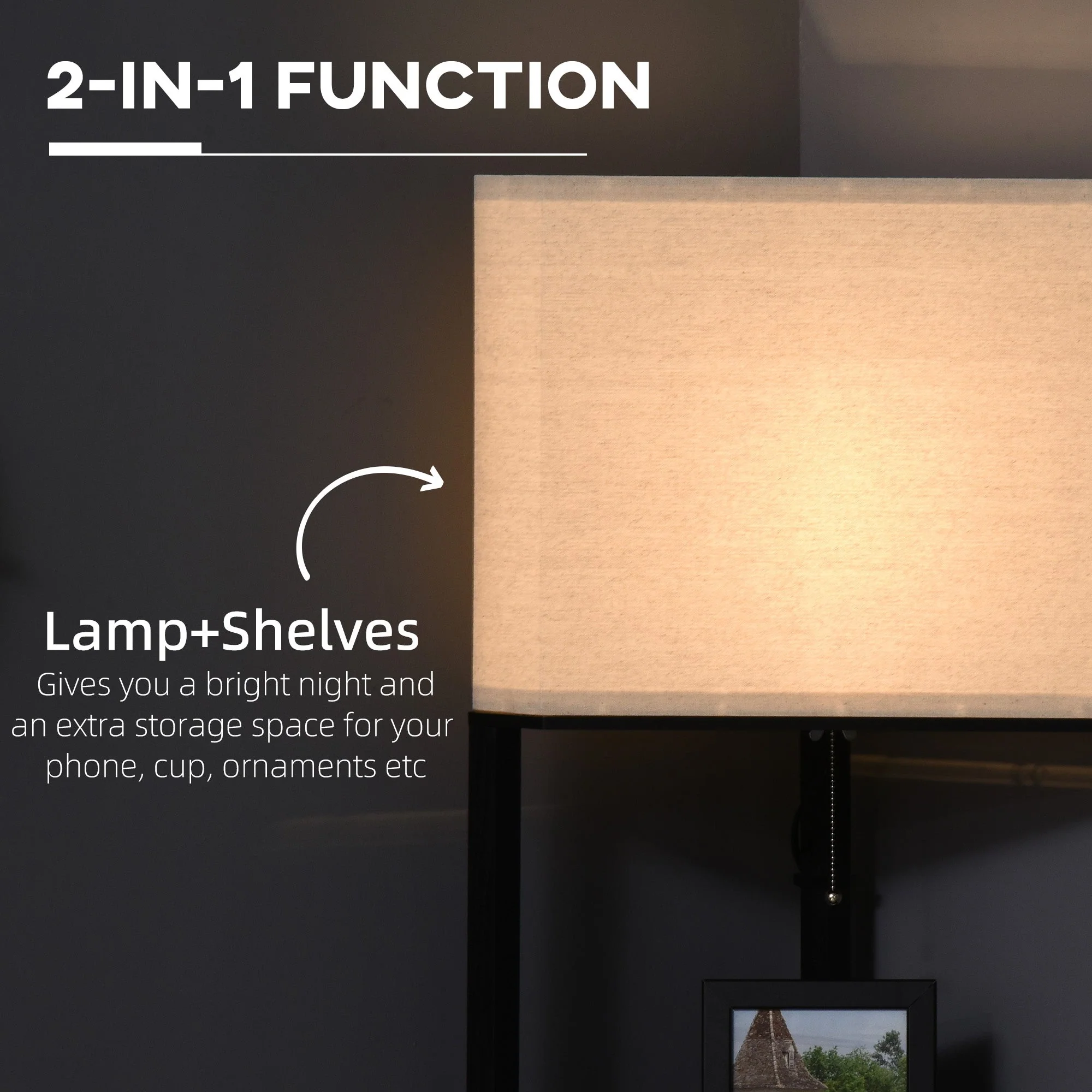 Corner Floor Lamp with Shelves - Image 4