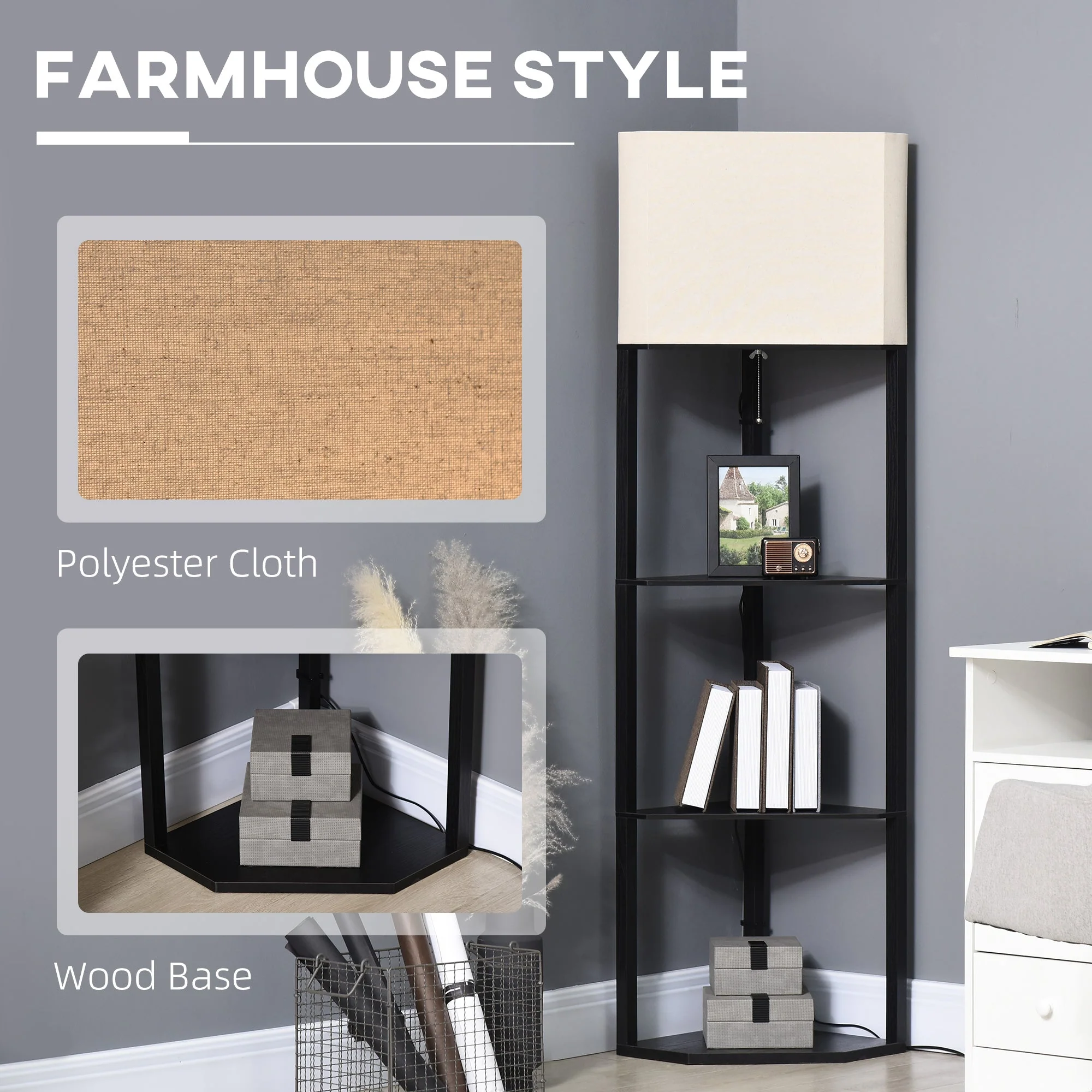 Corner Floor Lamp with Shelves - Image 5