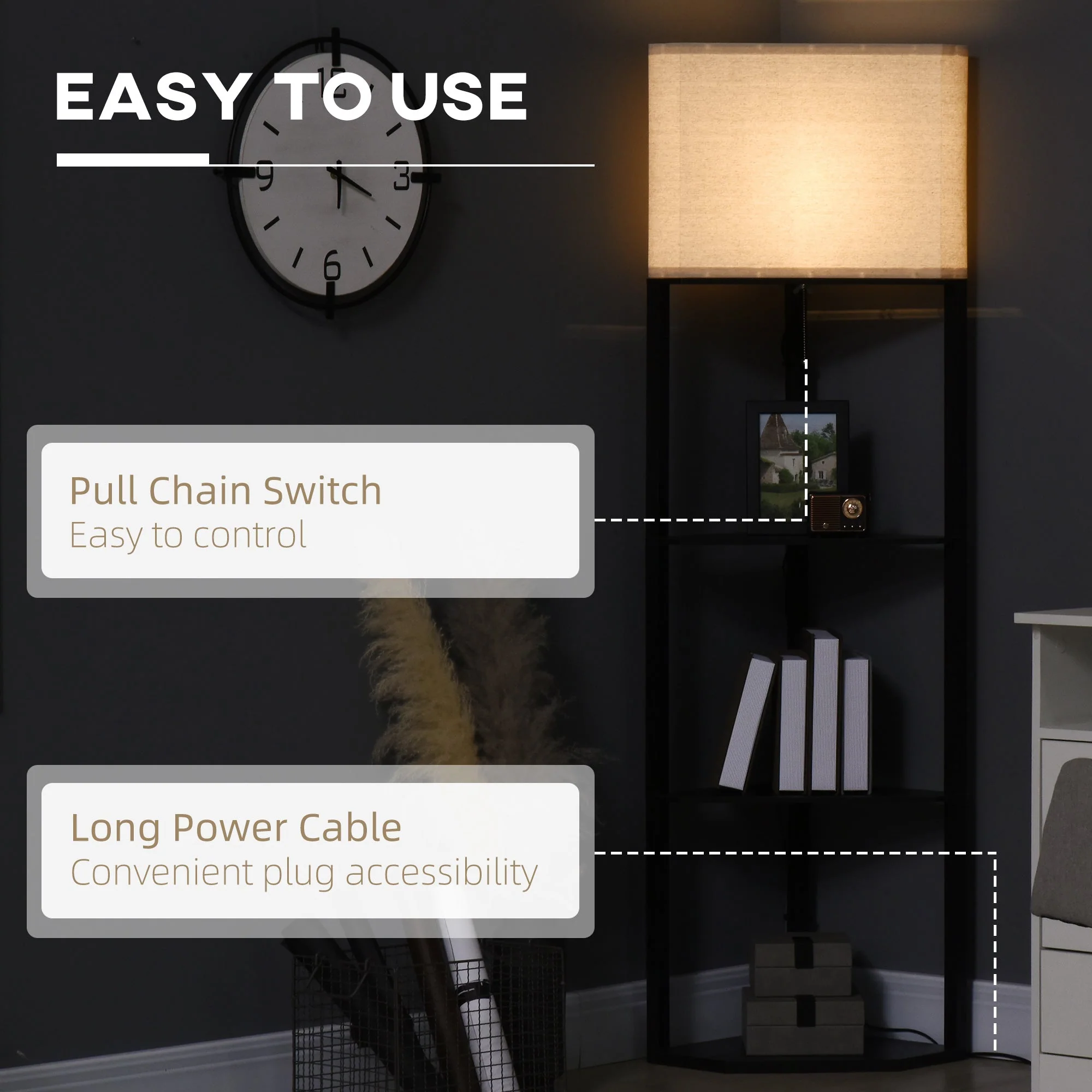 Corner Floor Lamp with Shelves - Image 6